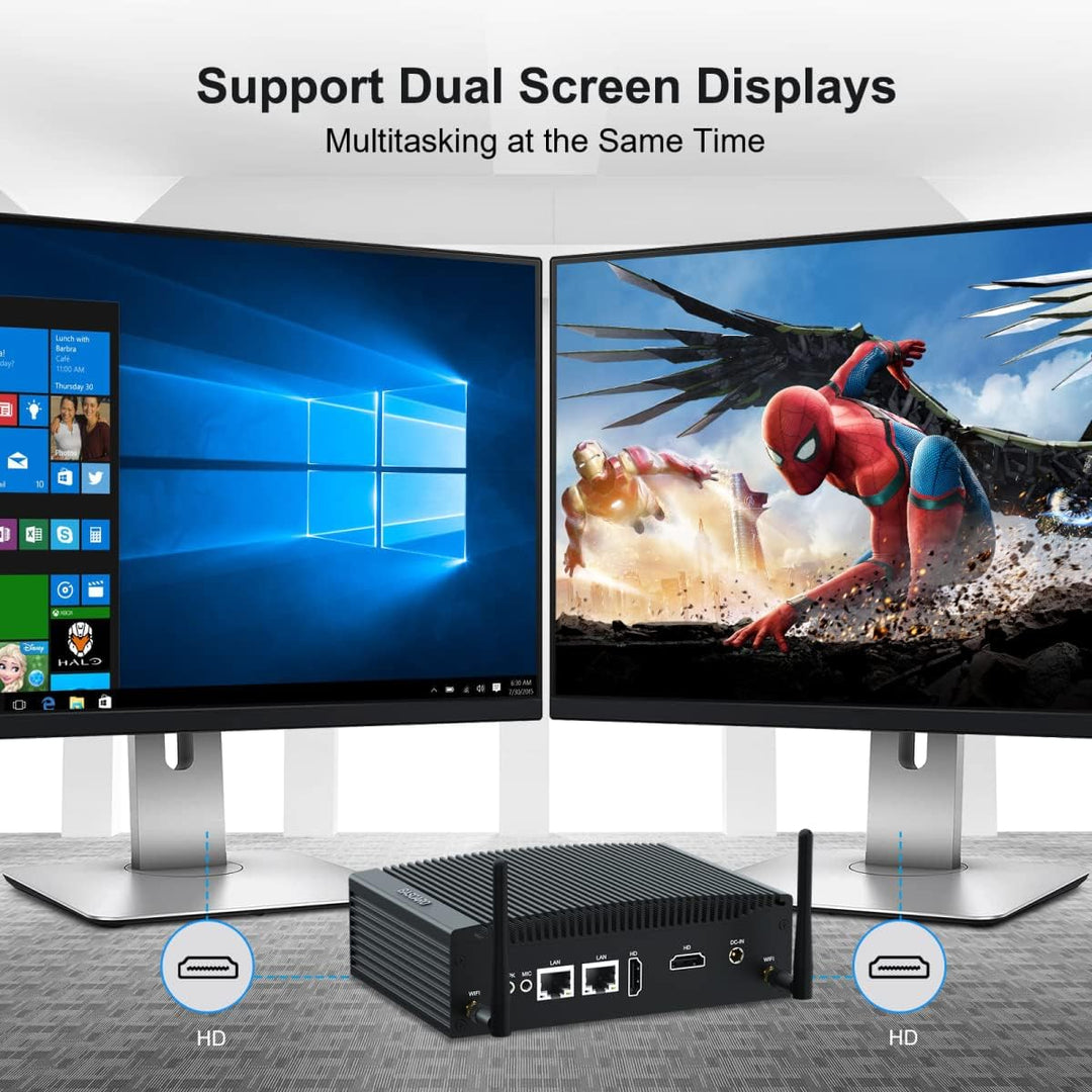 BASOARO Lüfterloser Industrie Mini PC i5, Mini Computer Win 11 Pro, 16G RAM 256G SSD Core i5 8260U I