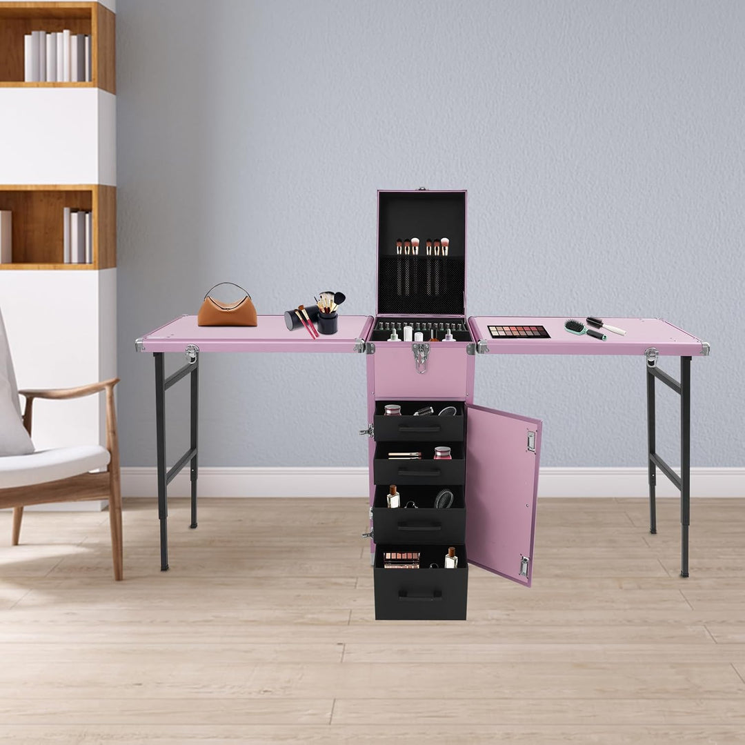 Kosmetikkoffer Rollbarer Maniküretisch Faltbare Nagelstation, Make Up Koffer Gross Kosmetik Trolley