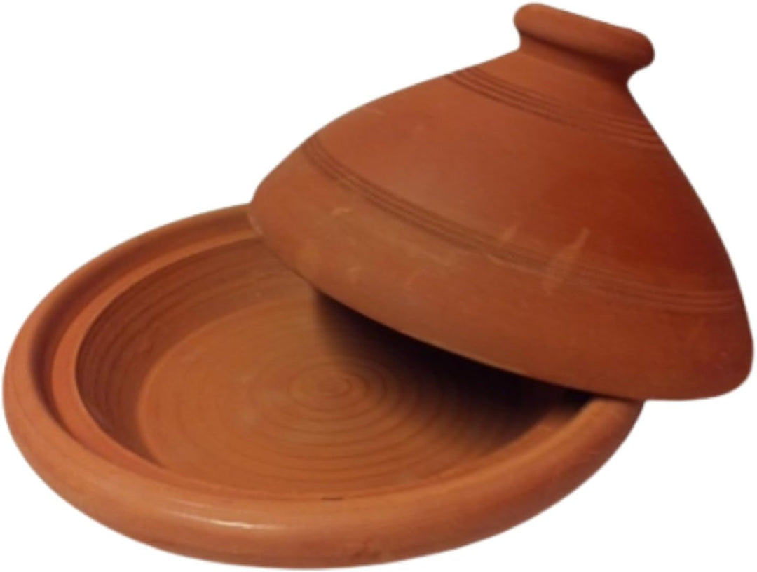 Tajine, original aus Marokko, Tontopf zum Kochen, Tuareg Ø 30cm, für 4-5 Personen, handgetöpfert aus