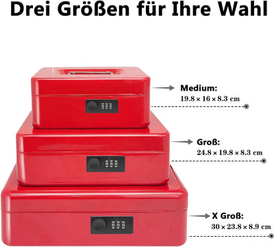 Geldkassette aus Stahl mit Zahlenschloss, kleine Geldkassette aus Metall mit abnehmbarem Geldfach, G