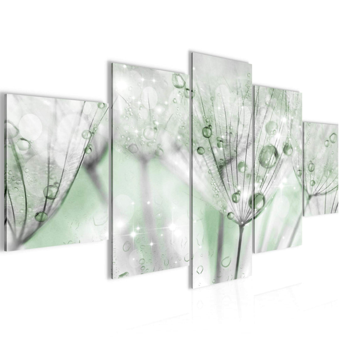 Runa Art Wandbilder Blumen Pusteblume 5 Teilig Bild auf Vlies Leinwand Deko Wohnzimmer Abstrakt Grau