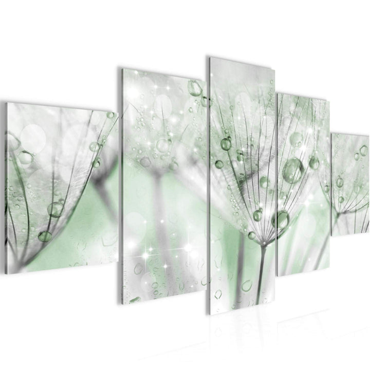 Runa Art Wandbilder Blumen Pusteblume 5 Teilig Bild auf Vlies Leinwand Deko Wohnzimmer Abstrakt Grau