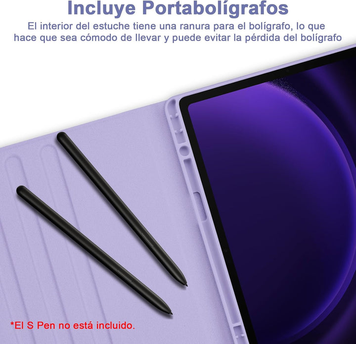 Bettdow für Samsung Galaxy Tab S9 FE/S9 2023 Tastatur Hülle, Lila (Spanisch), Lila