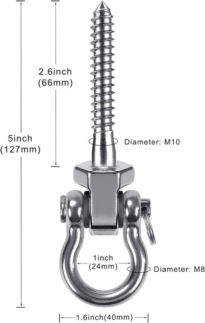 SELEWARE Robuste Edelstahl-Schaukelaufhänger mit Lagern, 4er-Pack – leise und reibungslose Drehhaken