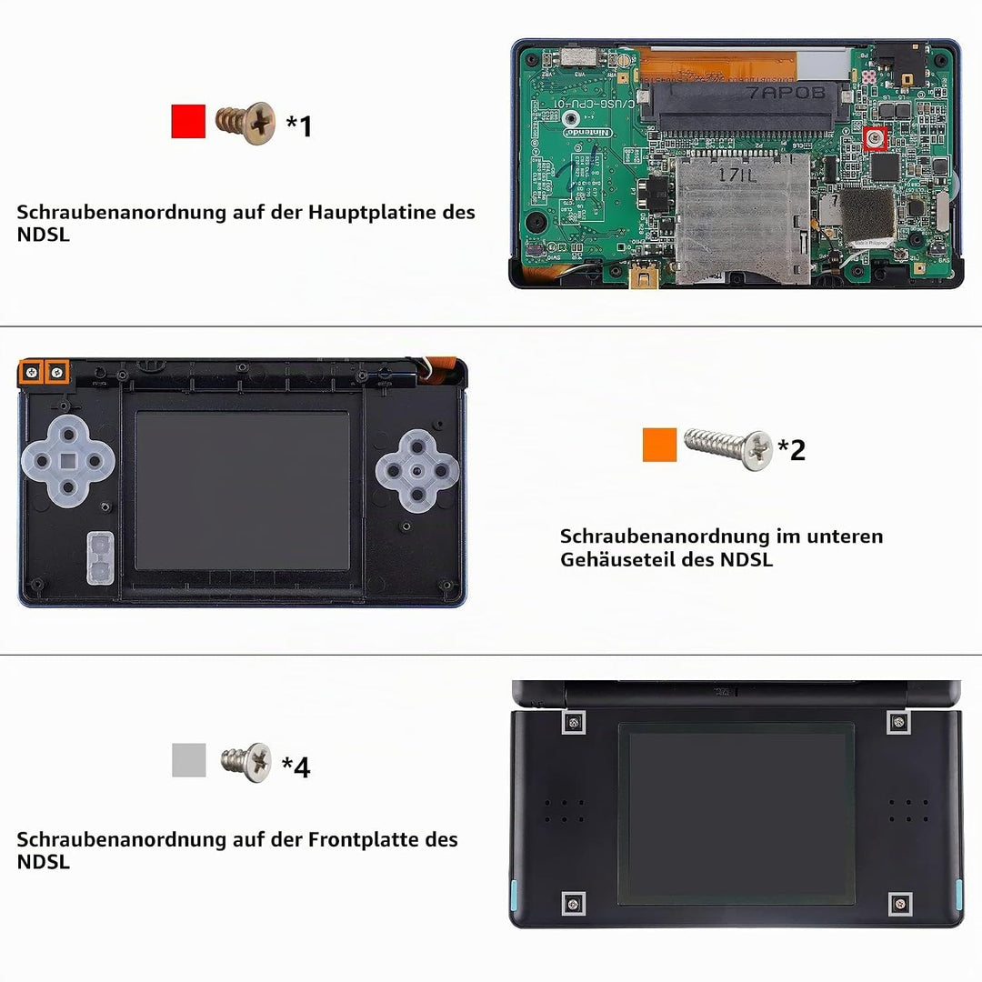 eXtremeRate Full Gehäuse Case für Nintendo DS Lite NDSL, DIY-Ersatz Voll Hülle&amp;Knöpfen&amp;Screen Protec