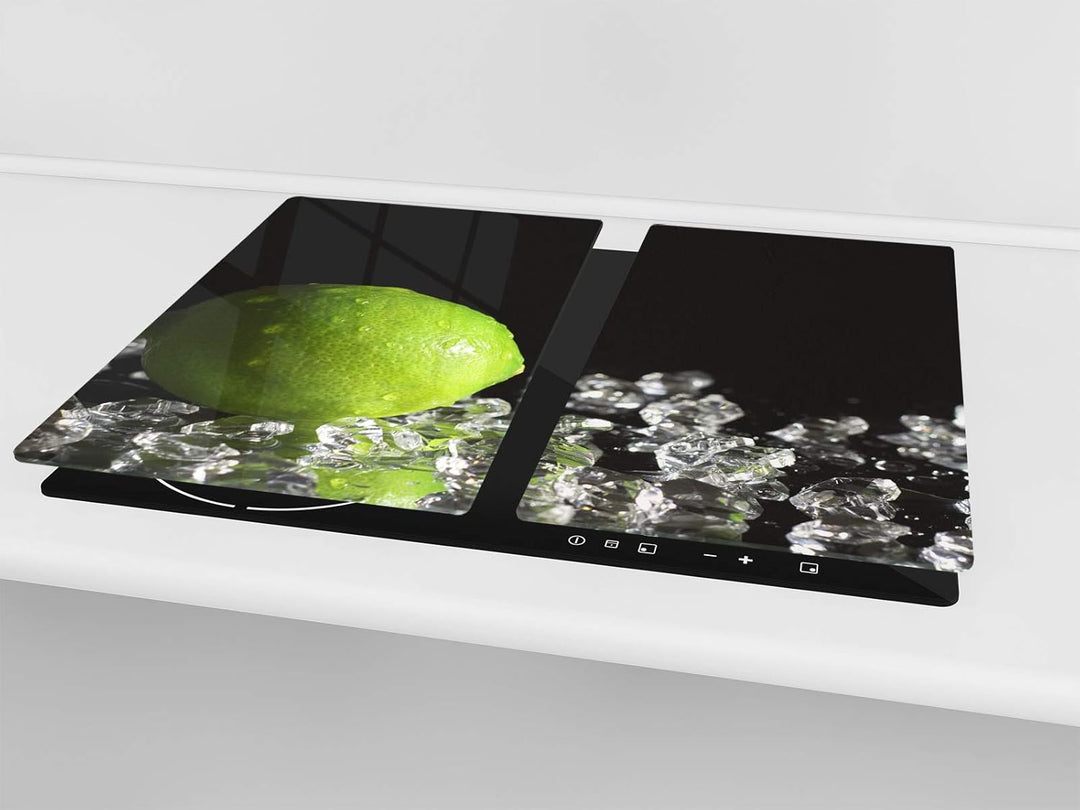 Küchenbrett aus Hartglas und Induktionskochplattenabdeckung – Schneideplatten SINGLE mit 60 x 52 cm