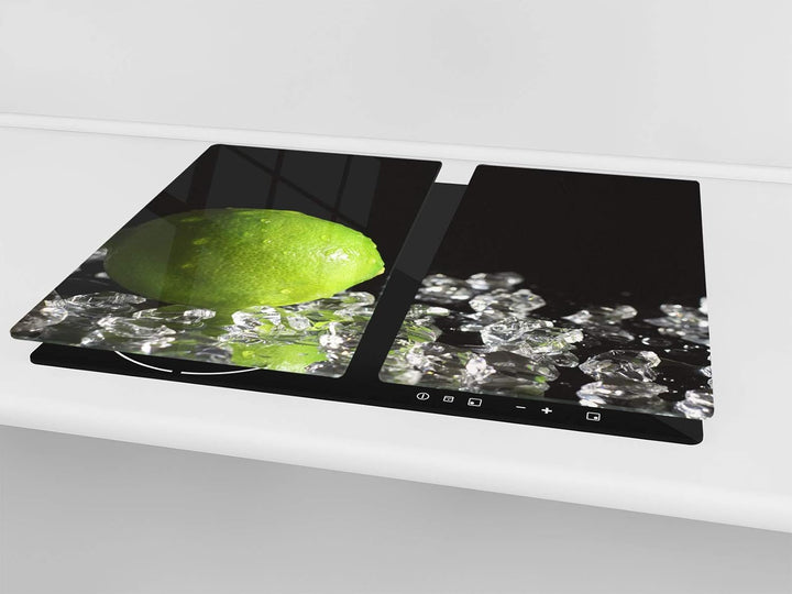 Küchenbrett aus Hartglas und Induktionskochplattenabdeckung – Schneideplatten SINGLE mit 60 x 52 cm