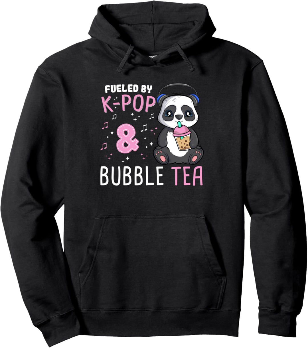 Angetrieben von K-Pop und Bubble Tea Koreanische Popmusik Hangul Panda Pullover Hoodie