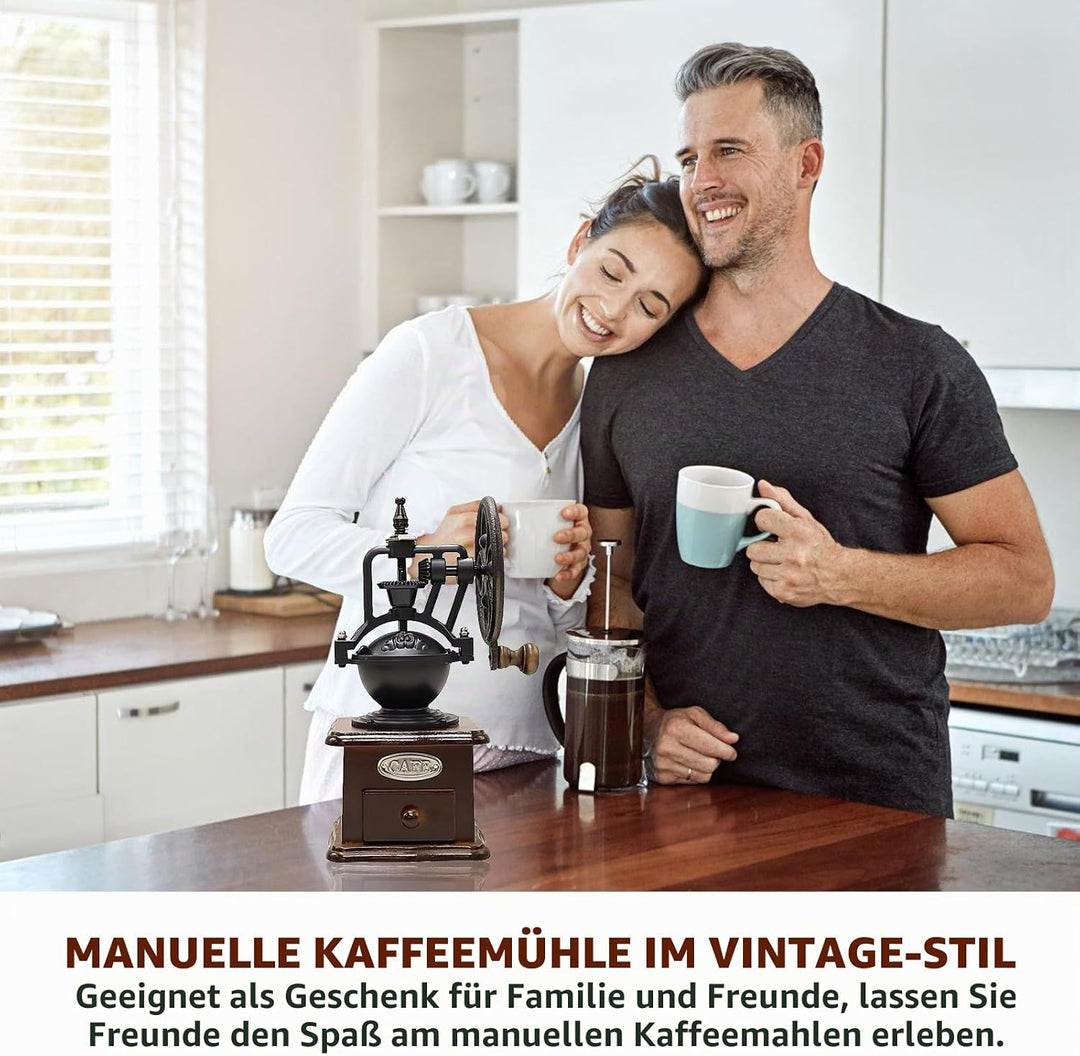 Manuelle Kaffeemühle, Vintage-Stil Hölzerne Handkaffeemühle, Tragbare Handmühle Mit Einstellungen &amp;
