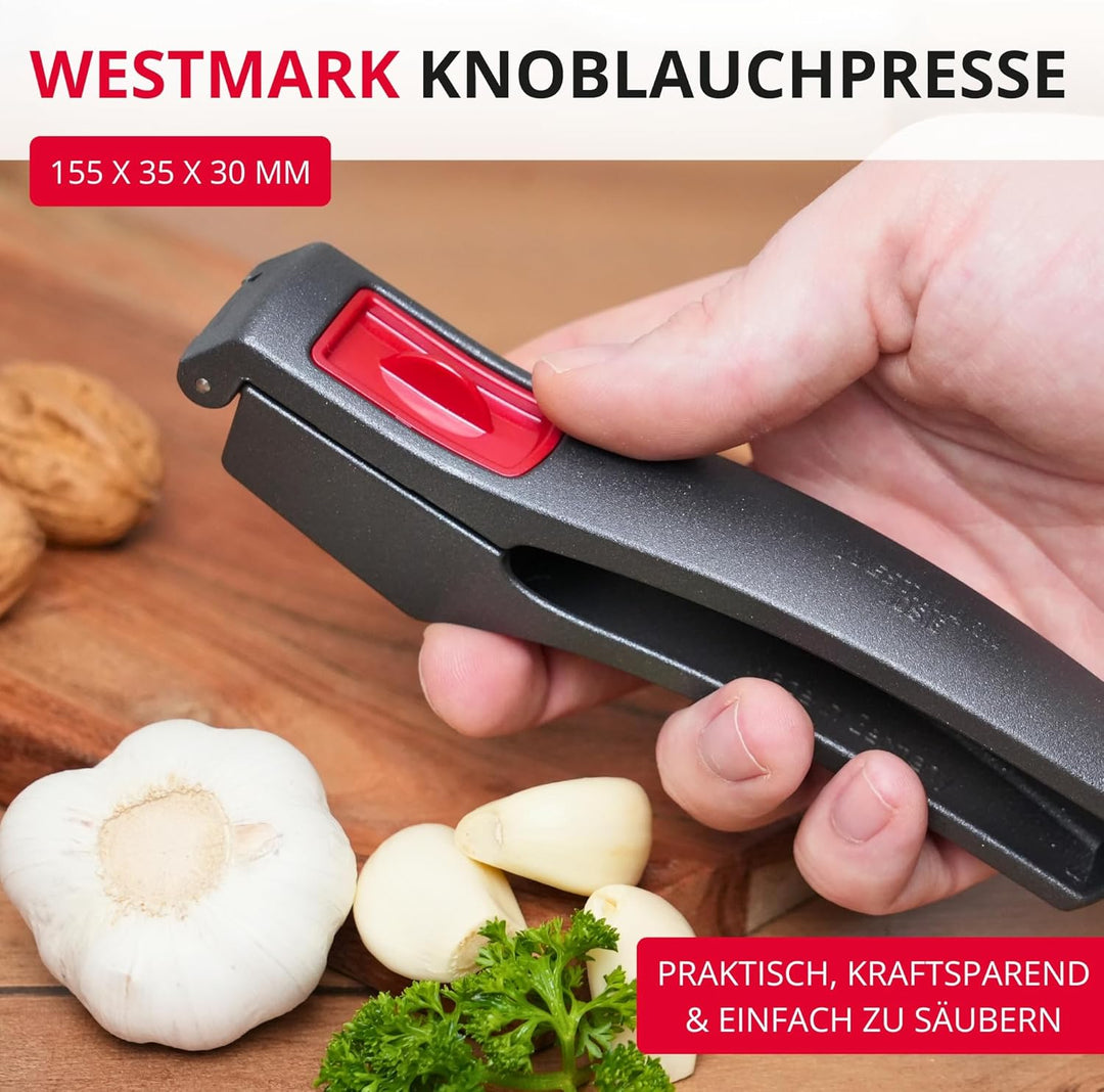 Westmark Knoblauchpresse - Premium Graphit Edition - inkl. Reinigungselement - kein schälen notwendi