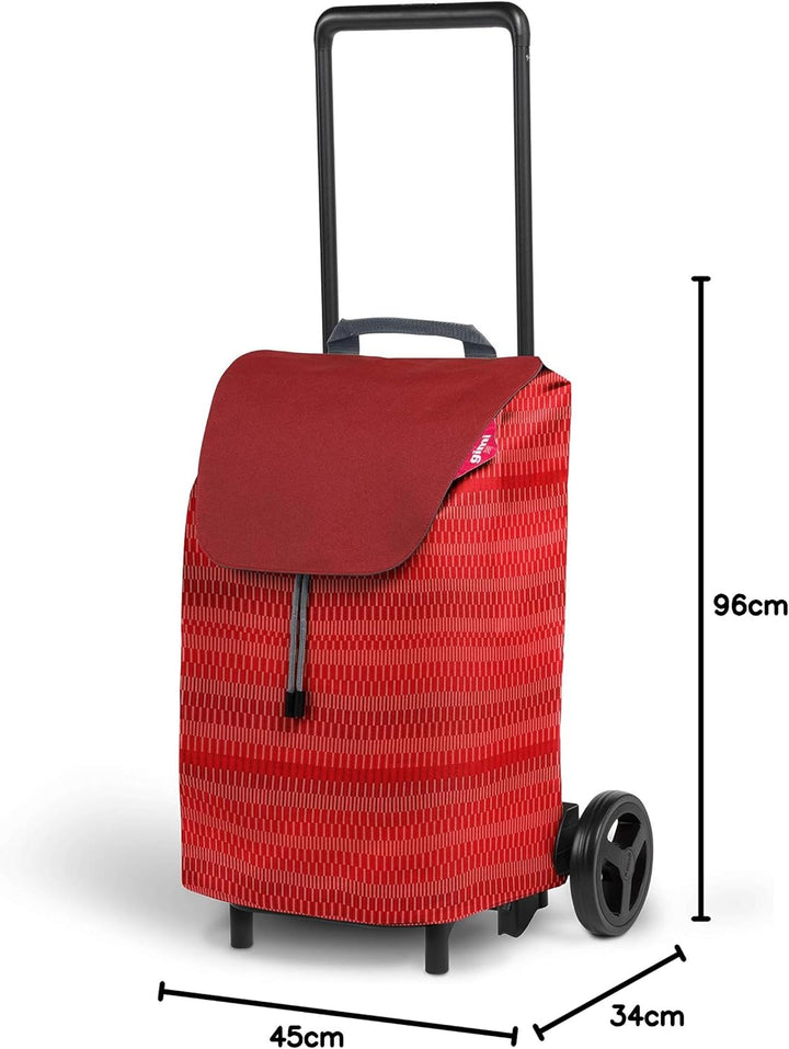 Gimi Easy Einkaufswagen, Tragkraft 30 kg, Legierter Stahl Polyester, rot, 40 L 40 L Rot