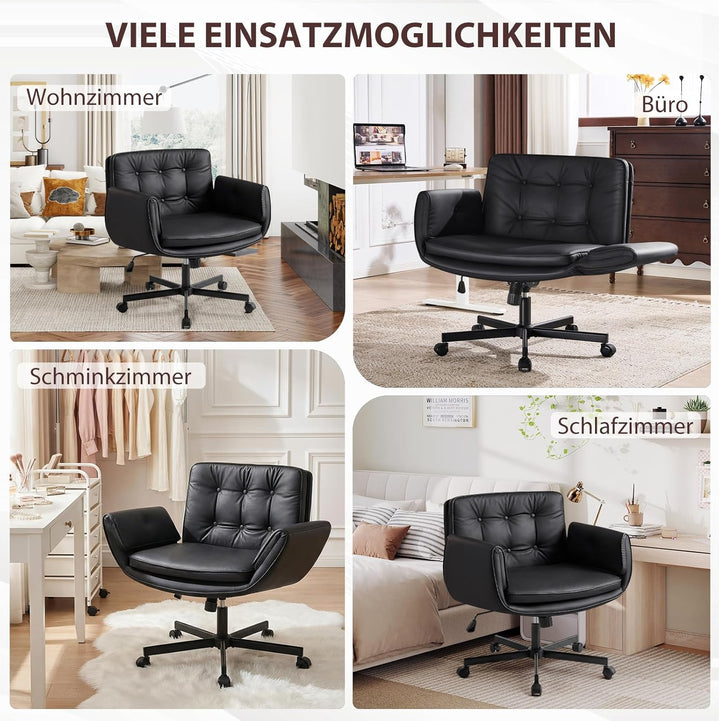 Bürostuhl Ergonomisch mit 5-Stufig Verstellbare Armlehnen, Schreibtischstuhl mit Breitem Sitzkissen,