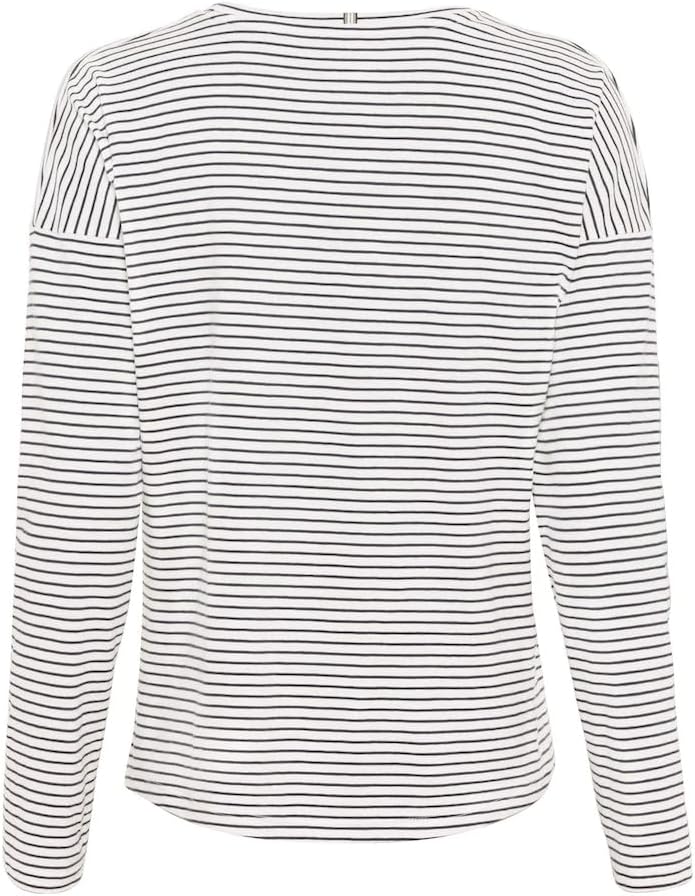 camel active Damen Langarmshirt aus 100% Organic Cotton XS Night Blue/Off White, XS Night Blue/Off W