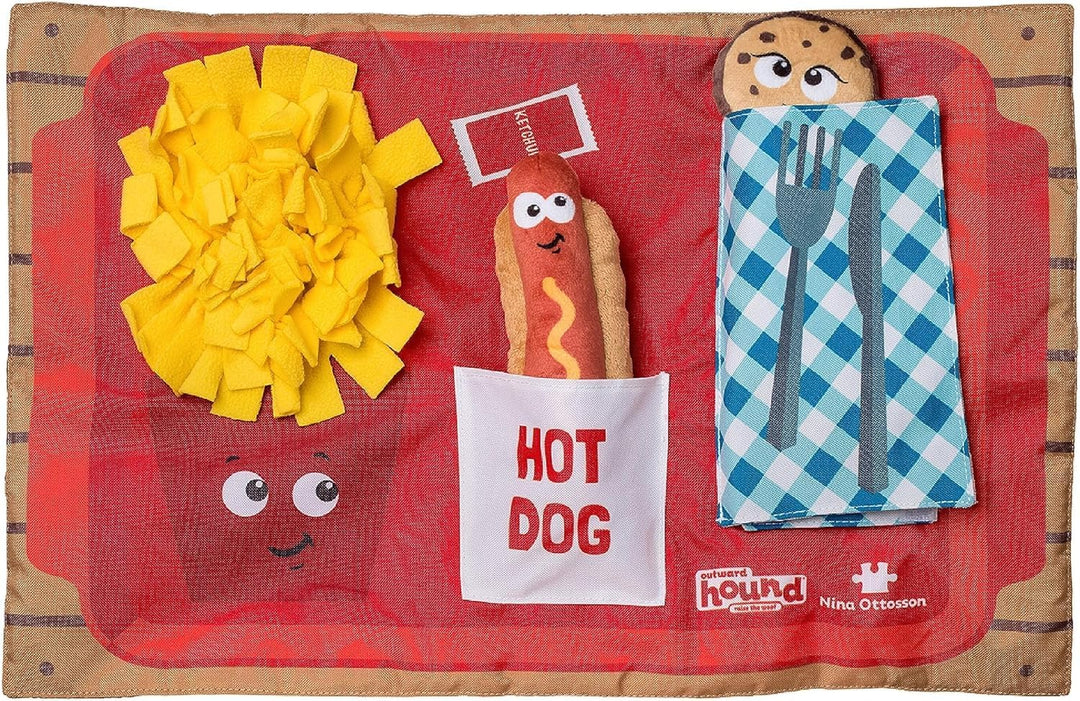 Outward Hound Nina Ottosson Activity Matz Fast Food Fun - Spielmatte für Hunde - plüschig & unterhal