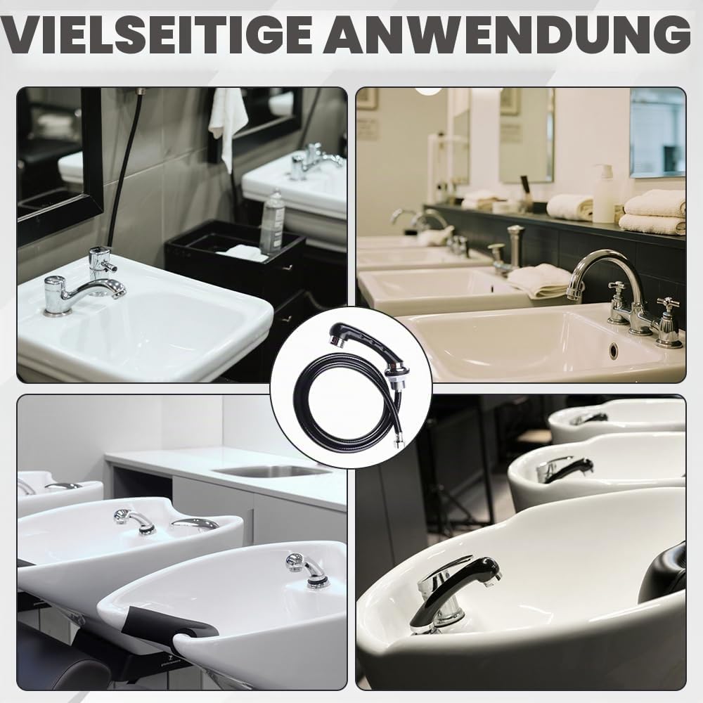 Duschkopf mit Schlauch Schwarz, Waschbecken Handbrause, Duschkopf Schlauch, Duschkop ABS Handbrause