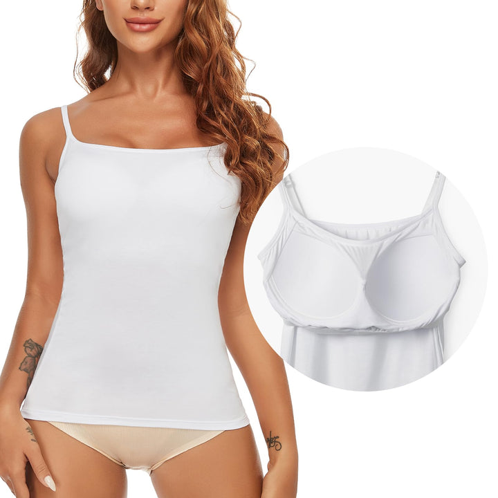 SLIMBELLE Damen Unterhemd BH Hemd Seamless Tank Top mit entfernbaren Cups Bauchweg Shapewear Top Ohn