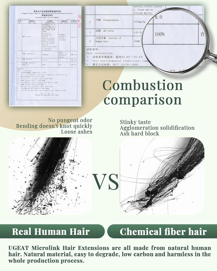 Ugeat 60cm Micro Loop Extensions Echthaar Echte Haarverlängerung Bonding 1g/Strähnen*50Strähnen Cold