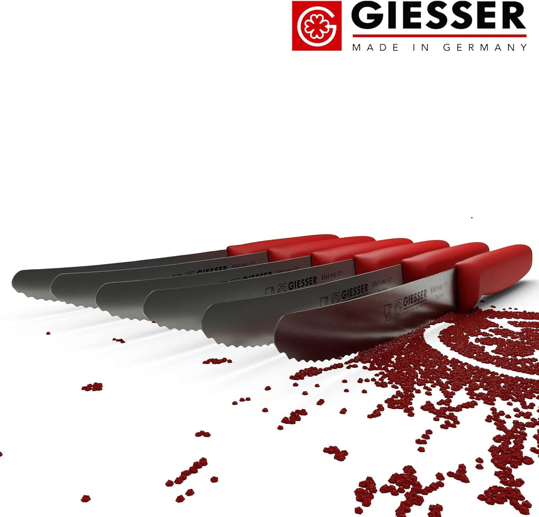 Giesser seit 1776 - Made in Germany - Tomatenmesser 6er Set rot, Klinge 11 cm, rutschfest, kleines U