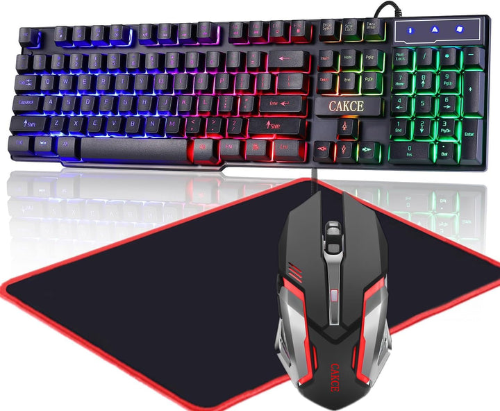 RGB-Gaming-Tastatur und bunte Maus-Kombination, USB-kabelgebundene LED-Hintergrundbeleuchtung, Gamin