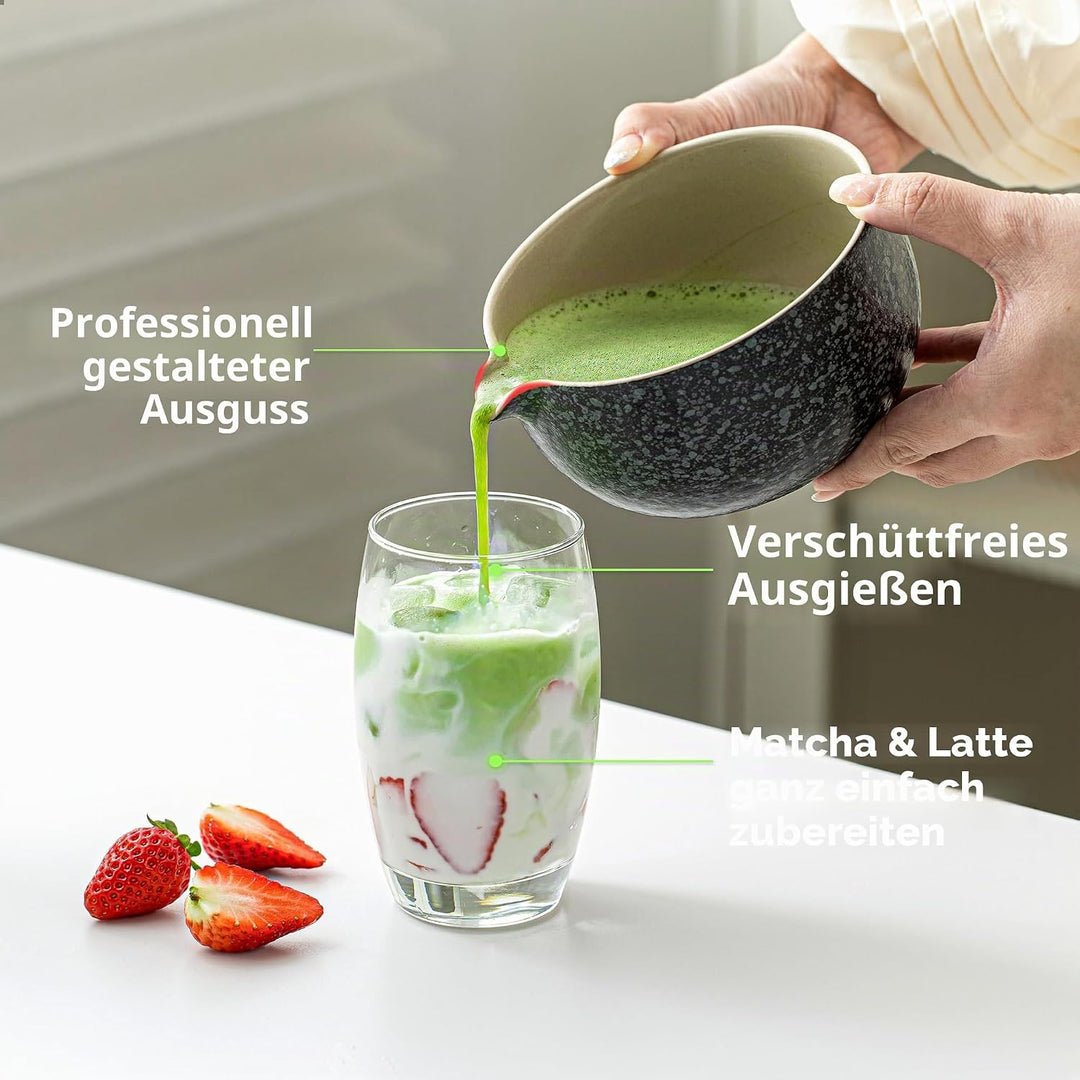 TEANAGOO Matcha Kit + 2 Tassen mit Aufbewahrungsbox, 12 Pcs Travel Matcha Tea Set, Keramik Matcha Bo