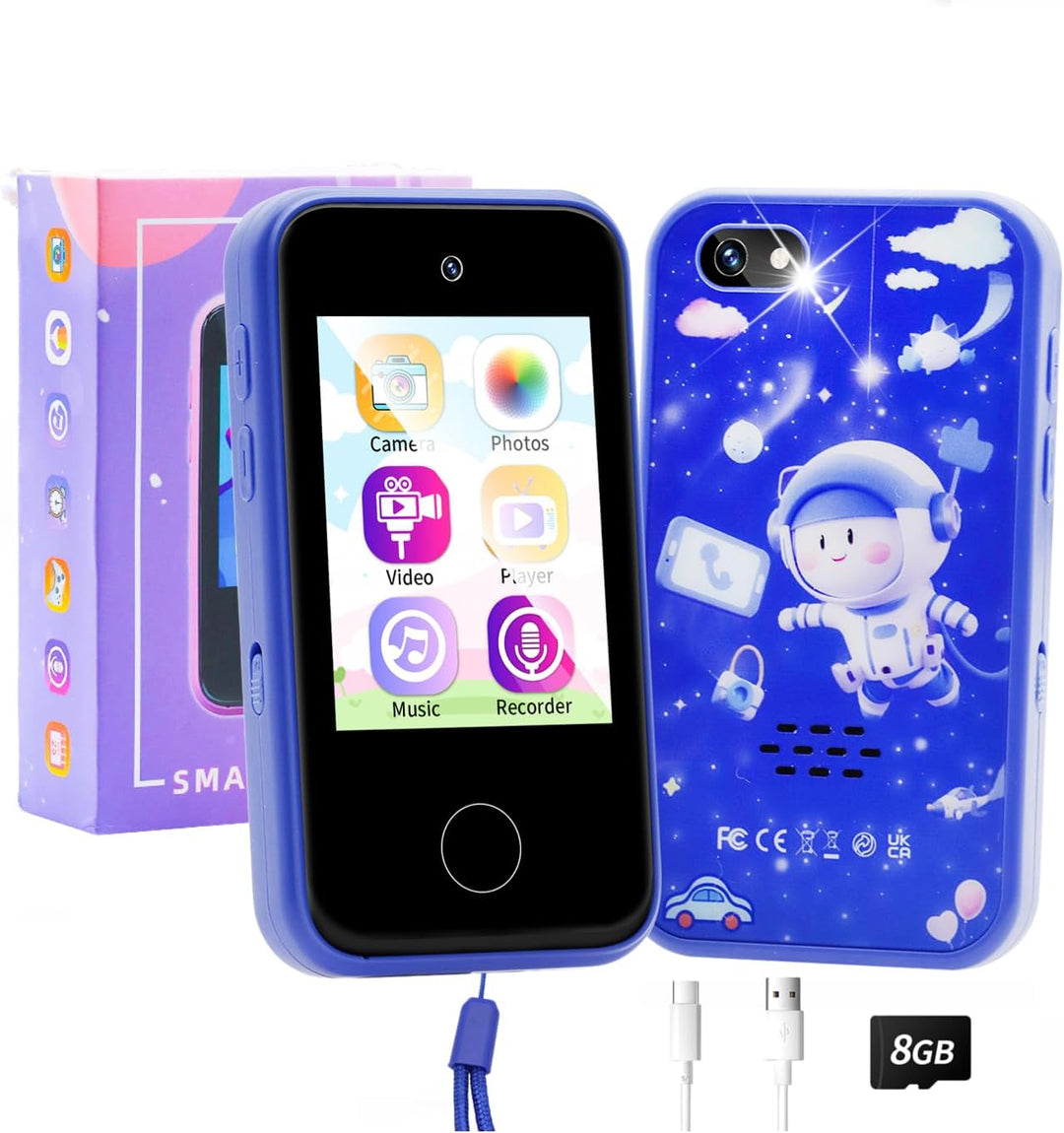Kinder Handy for 3-8 Jahre,Smartphone und Lernspielzeug für Kleinkinder (Blue), Blue