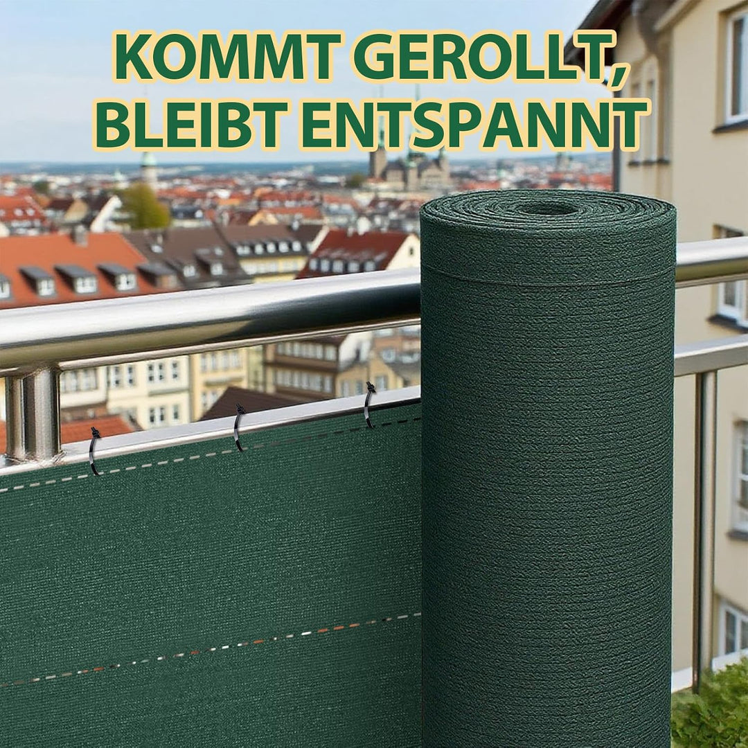 Soontrans Balkon Sichtschutz 1.2 x 10 m, Schatten Sichtschutz Seelenfrieden, Schattiernetz aus HDPE,