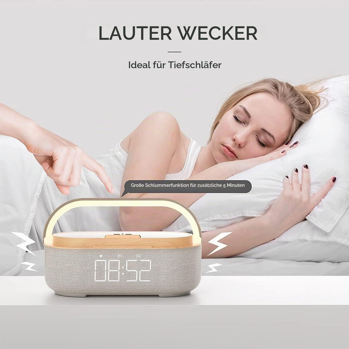 COLSUR Radiowecker Digital mit Wireless Charger, Bluetooth Lautsprecher mit USB-Ladegerät, Smart Wec