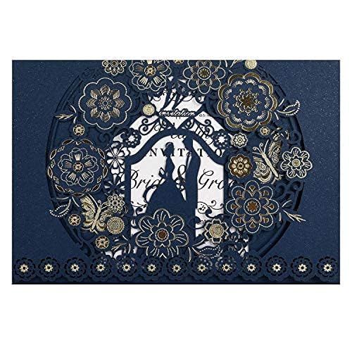 CYSKY Hochzeit Einladungskarte Set 20 Stück mit Leeres Bedruckbares Papier und Umschlägen für Hochze