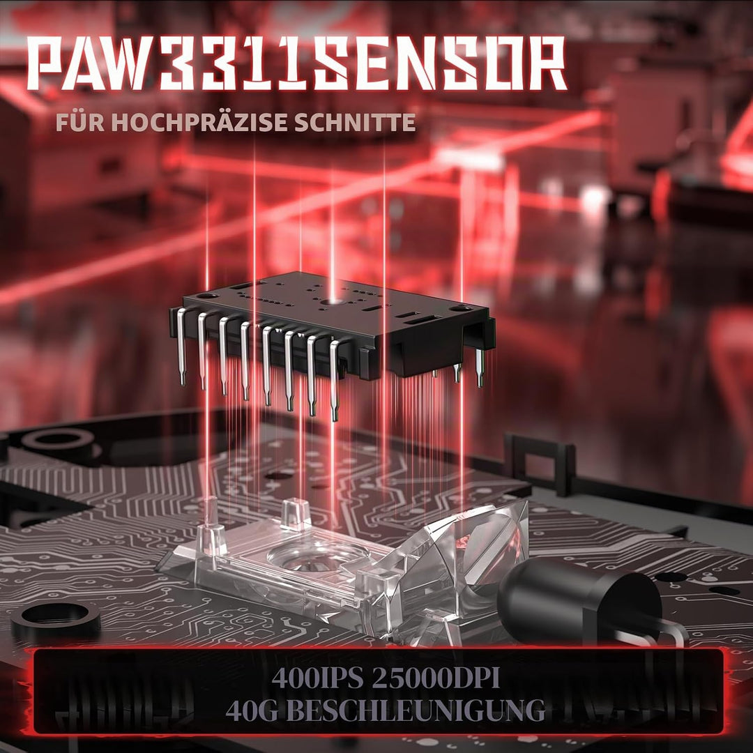 ATTACK SHARK V3 Kabellose Gaming-Maus, 65g Ultraleicht, Optischer Sensor PAW3311 mit 25K DPI, 1K Pol