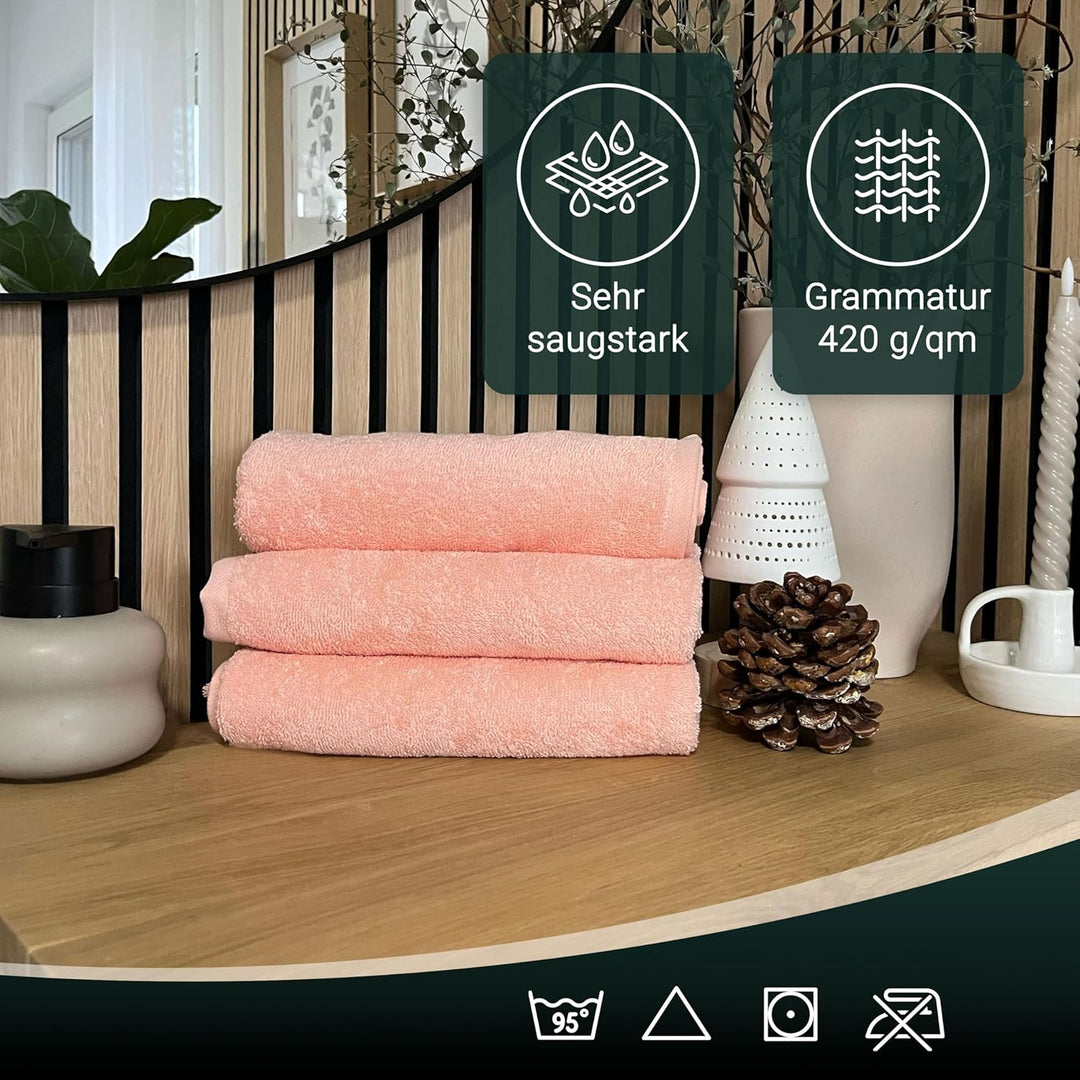 ZOLLNER 4er Set Handtücher - weiche und saugstarke Gästehandtücher - waschbar bis 95°C - Baumwolle -