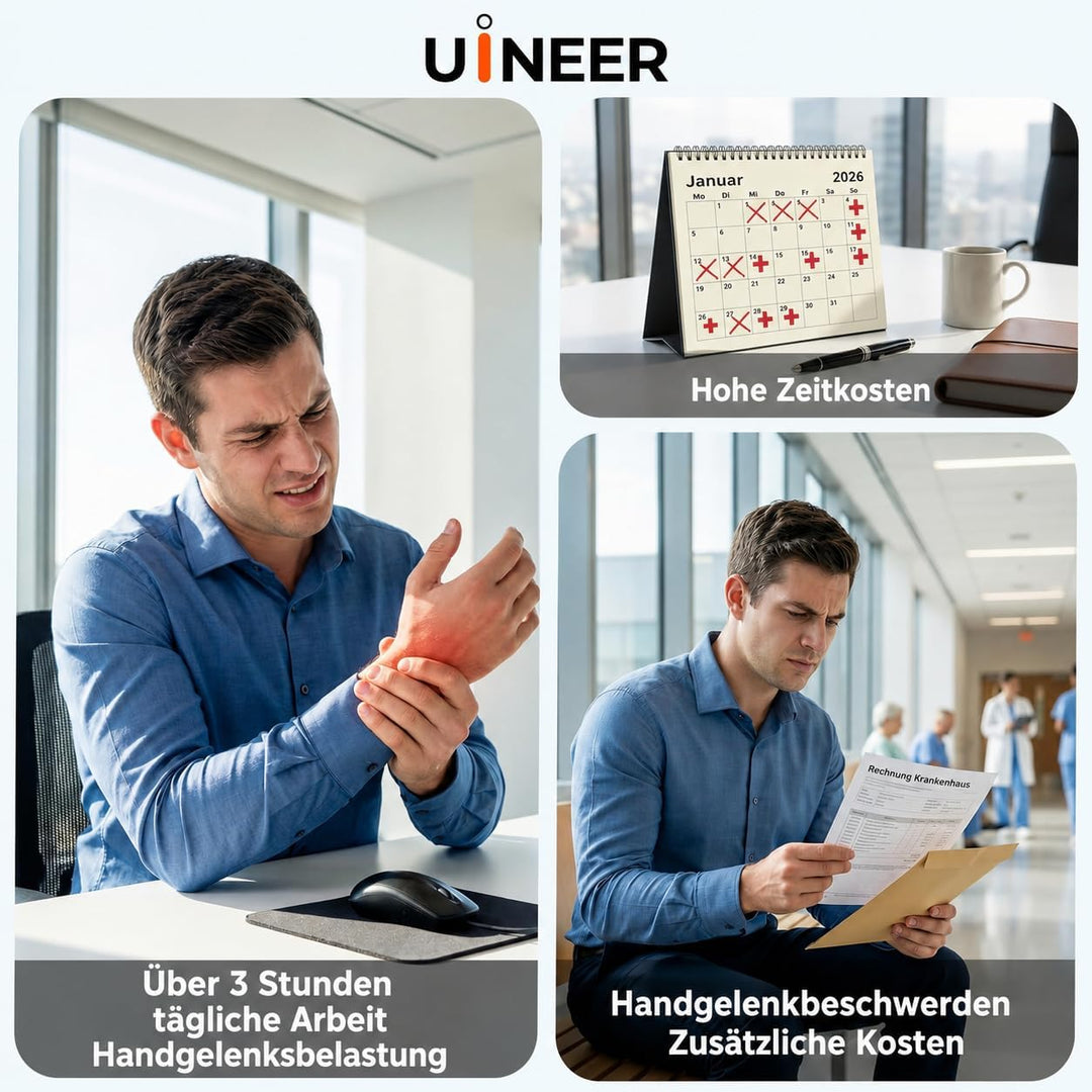 Uineer Ergonomische, kabellose vertikale Maus, dreifarbige Atemlichter, BT5.0/4.0/2.4G Bluetooth, wi