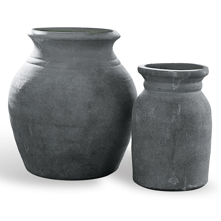 LOBERON® Vase 2er Set Molduc, Zwei unterschiedliche Designs, rustikaler Chic, dunkle Oxidations-Pati