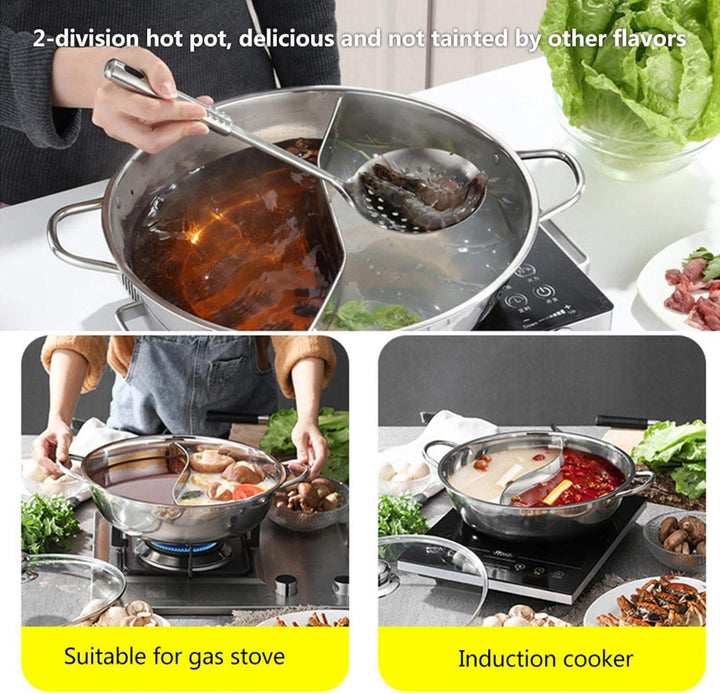 Edelstahl Hot Hotpot Mit Teiler - 2 Seiten ISuppentopf Kochtopf Chinesischer Feuertopf Edelstahltöpf