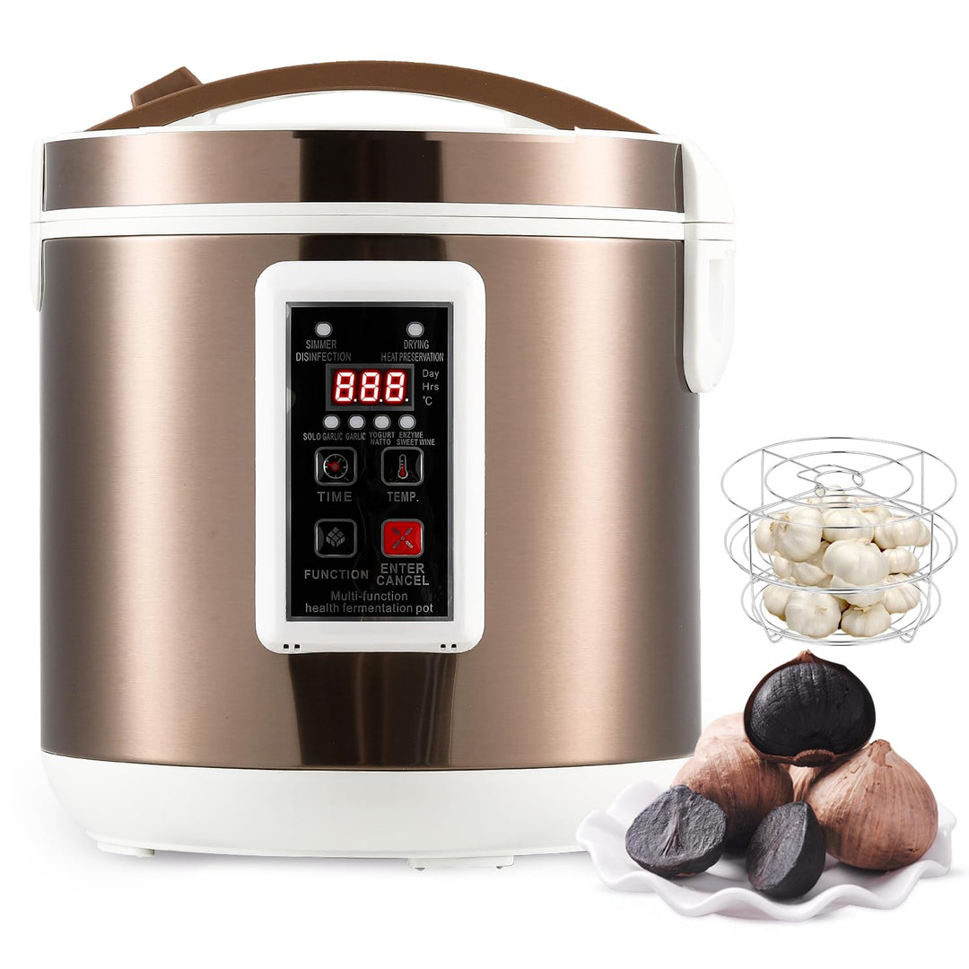Moongiantgo 7.5L Schwarzer Knoblauchfermenter, Automatische Steuerung Knoblauchtopf Natto, Joghurt,