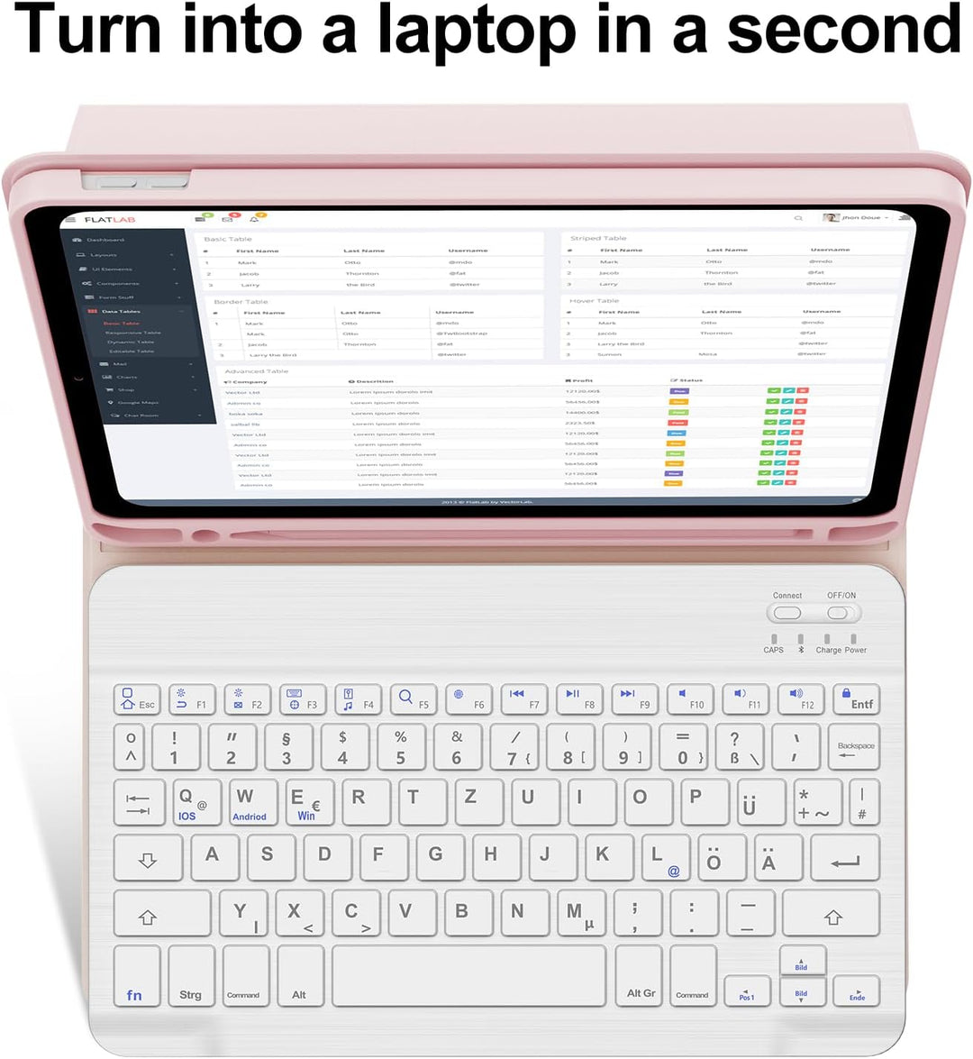 IVEOPPE Hülle Tastatur für iPad A16 11/10 Generation (2025/2022, 11/10.9 Zoll), QWERTZ Layout Keyboa