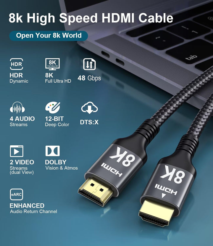 Adauxter 4K HDMI Kabel 10M, High Speed HDMI Kabel mit Ethernet Unterstützung 4K 60Hz 2K 165Hz 1080p