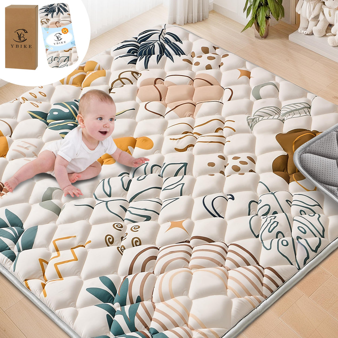 YBIKE Baby Spielmatte, Faltbare Grosse rutschfeste Dicke Baby Krabbelmatte 127x127cm, Tragbare Weich