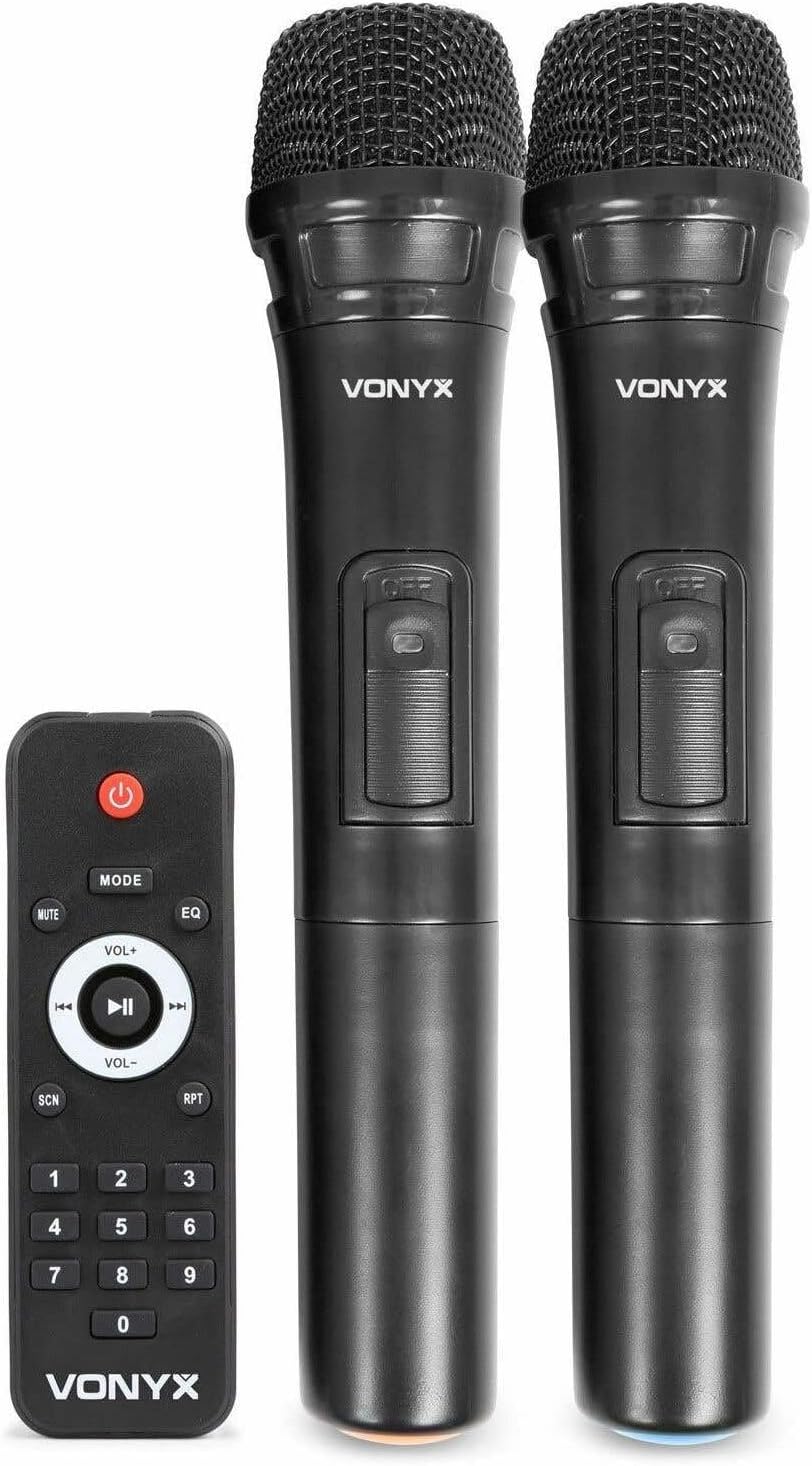 Vonyx SPJ-PA915 - Mobiler Party Lautsprecher mit Akku, 700 Watt, Karaoke Anlage mit 2 Mikrofonen, Mu