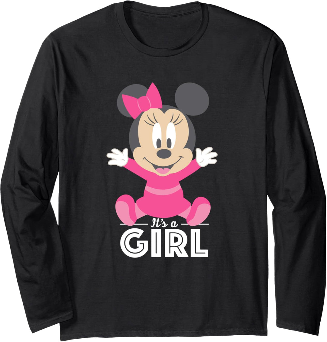 Disney Minnie Mouse It's A Girl Baby Shower Langarmshirt