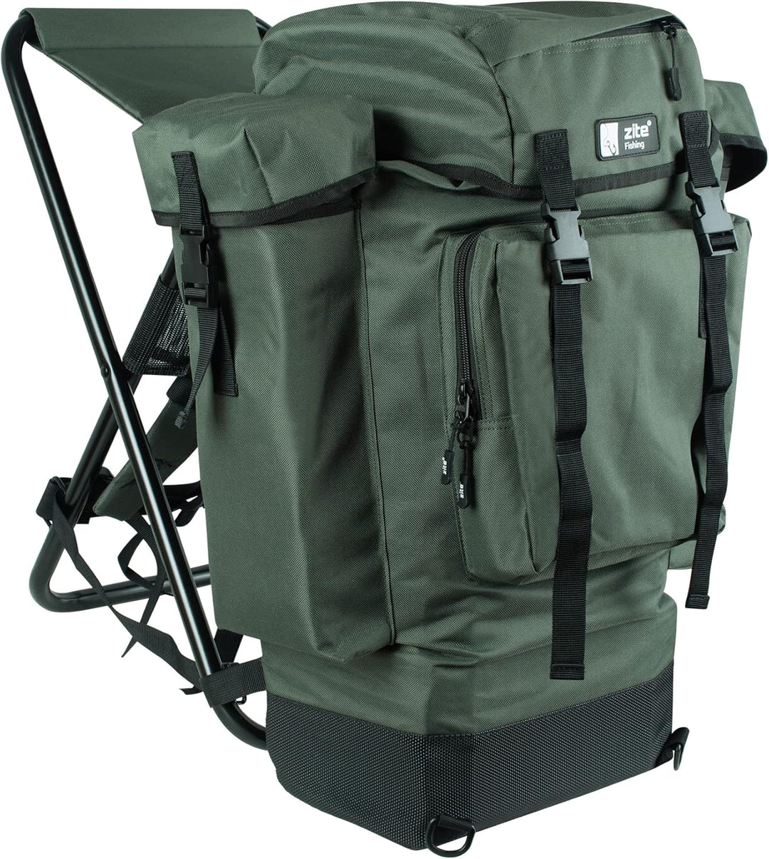 Zite Fishing Angelrucksack mit Stuhl - Rucksack-Stuhl Faltbar Angeln & Camping - Hocker Klappbar mit