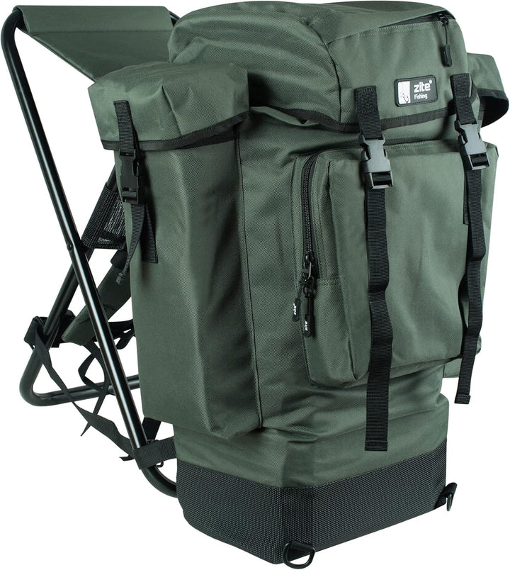 Zite Fishing Angelrucksack mit Stuhl - Rucksack-Stuhl Faltbar Angeln & Camping - Hocker Klappbar mit