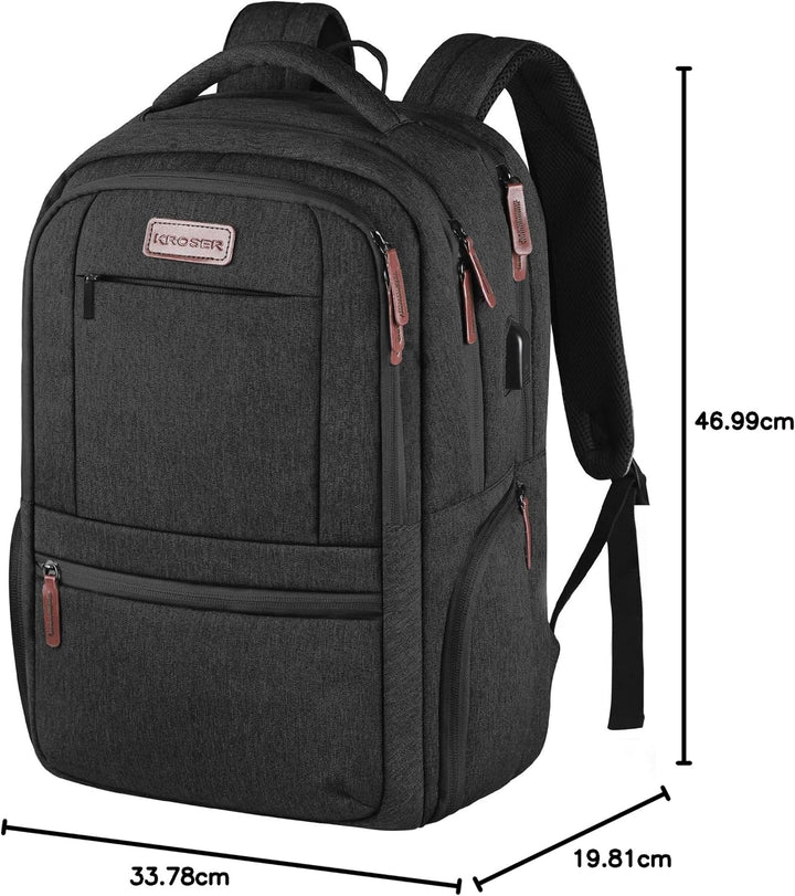KROSER Laptop Rucksack 17,3 Zoll Reiserucksack Handgepäck Tagesrucksack Wasserabweisende Multifunkti