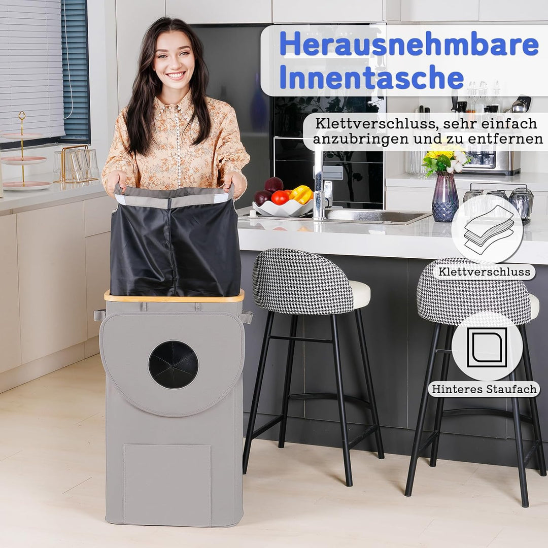 efluky Pfandflaschen Sammelbehälter mit Deckel, 100L Gross Pfandflaschen Aufbewahrung mit Zwei Trage