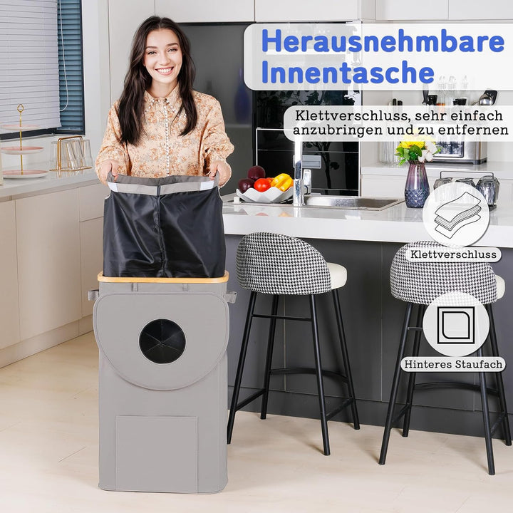 efluky Pfandflaschen Sammelbehälter mit Deckel, 100L Gross Pfandflaschen Aufbewahrung mit Zwei Trage