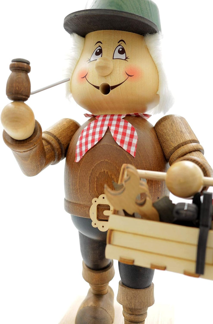 Kuhnert - Original Erzgebirgische Holzkunst Räuchermann Räucherfigur Wichtel 31cm - Handwerker, Hand