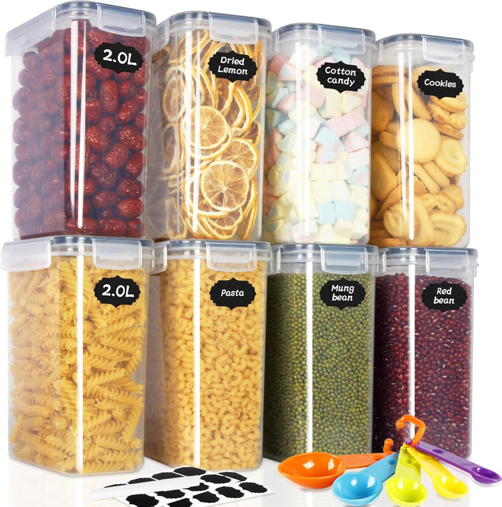 Cinnani 2L Vorratsdosen Set, Satz mit 8 Vorratsdosen mit Deckel Luftdicht, Müsli Schüttdose & Frisch