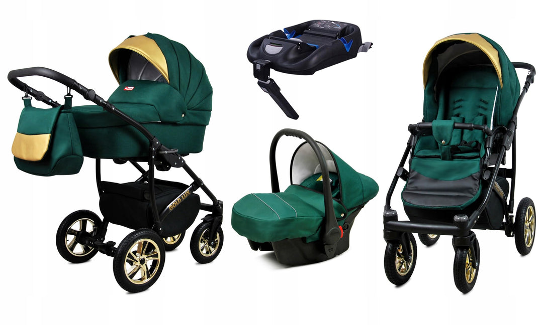 BabyLux® Kinderwagen Set 4 in 1 - Gold Lux - incl. Babywanne, Buggy Sportsitz, Auto-Babyschale, ISOF