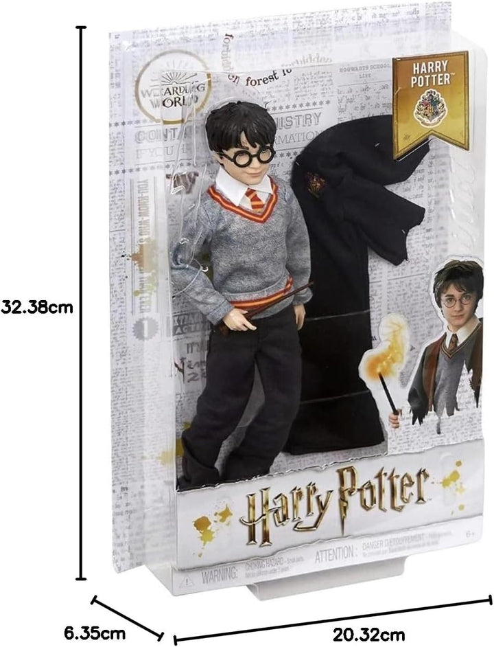 Mattel Harry Potter - Sammlerpuppe (ca. 26 cm) mit Hogwarts-Uniform, Gryffindor-Robe und Zauberstab,