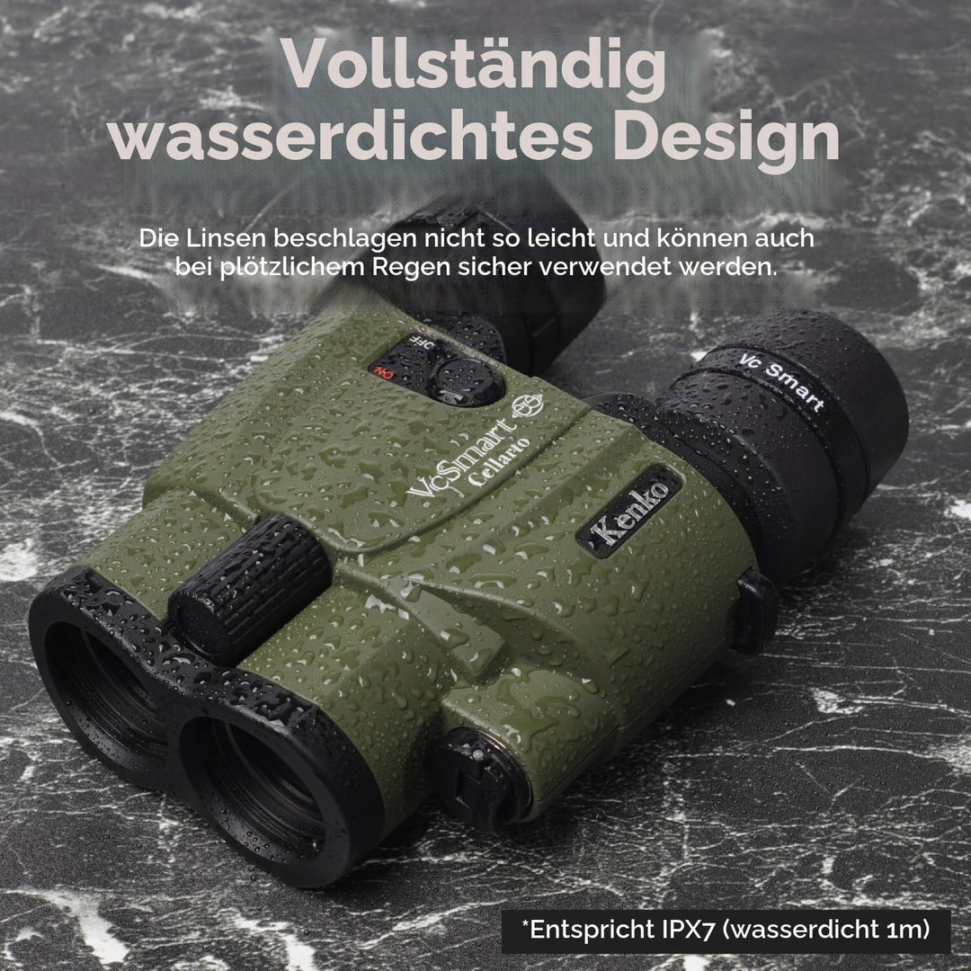 Kenko Bildstabilisierung Fernglas Vc Smart 10x30 Cellarto WP, Dachkantprisma, wasserdicht IPX7, kont