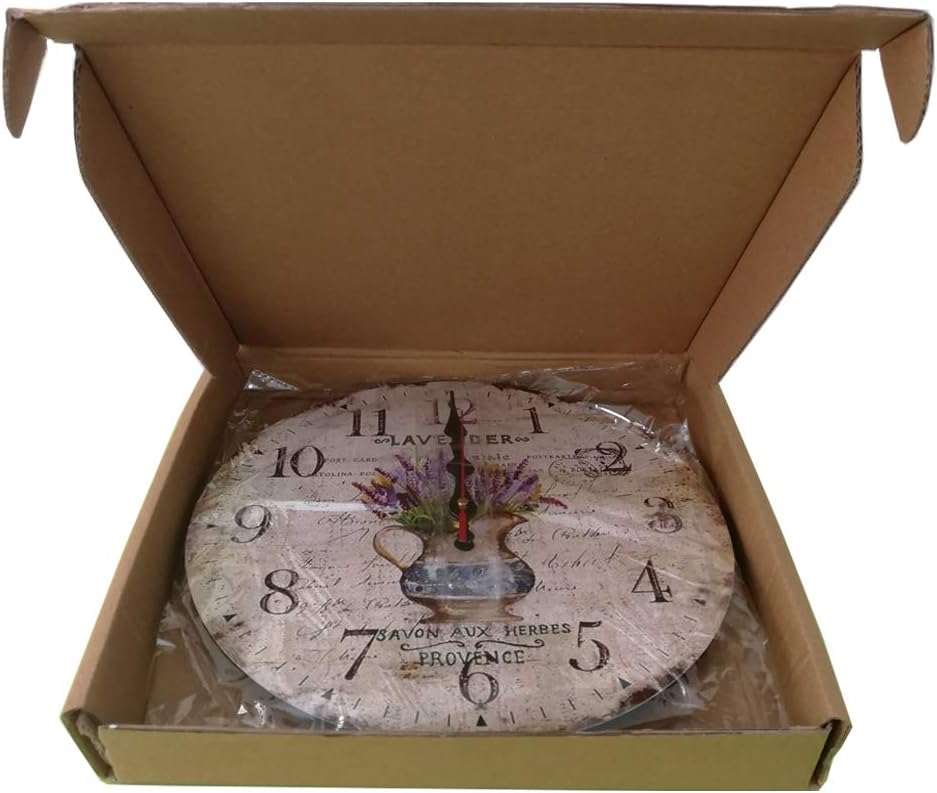 Wanduhr küchenuhr Vintage Shabby CHIC Antik Nostalgie Rustikale Quarzuhr aus MDF mit lautlosem Uhrwe